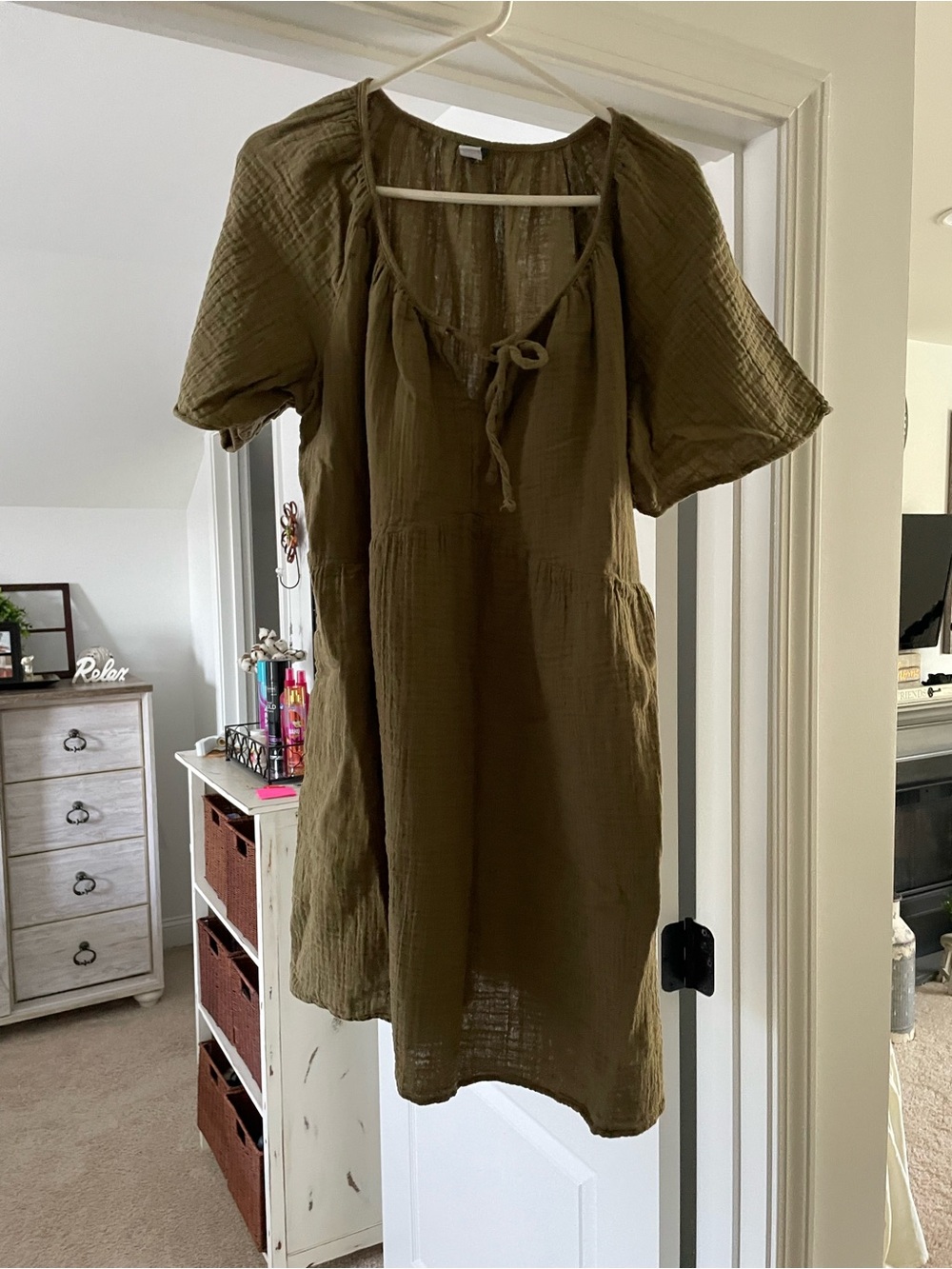 Old Navy Olive Green Tie-Front Swim Cover-Up/Dress